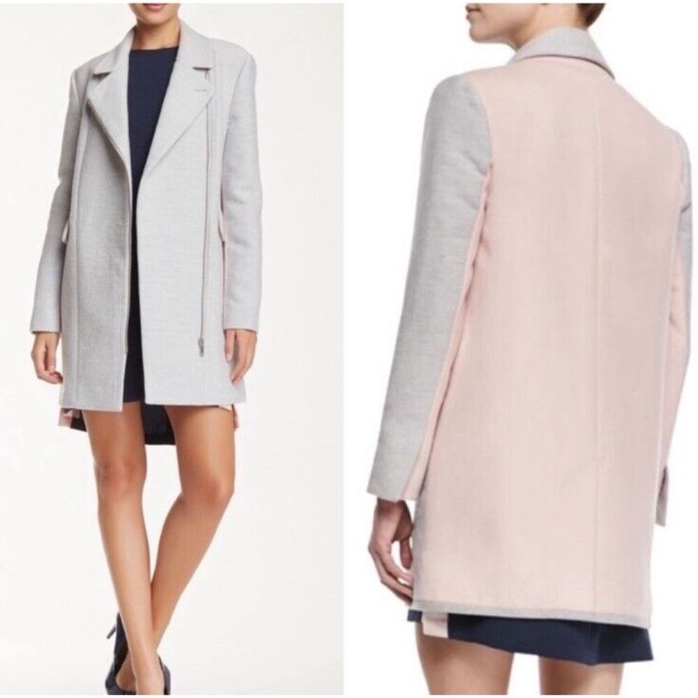 Rebecca Minkoff Finley Wool Silk Blend Pink & Gray Jacket Coat Size X Small